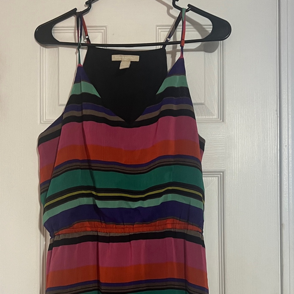 Banana Republic Striped Midi Dress in Pink, Orange, Green, Purple, Black